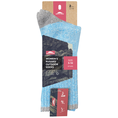 North Head Women's Rugged Outdoor Socks Size 5-10 2ea