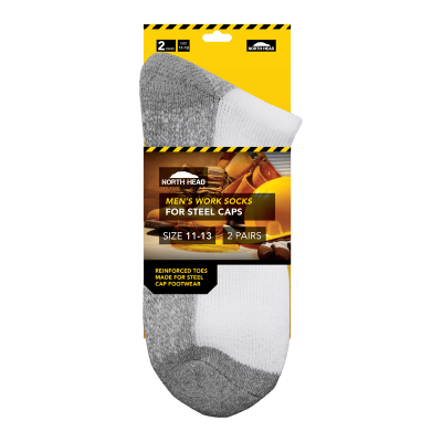 North Head Men's Works Socks For Steel Caps Size 11-13 2ea