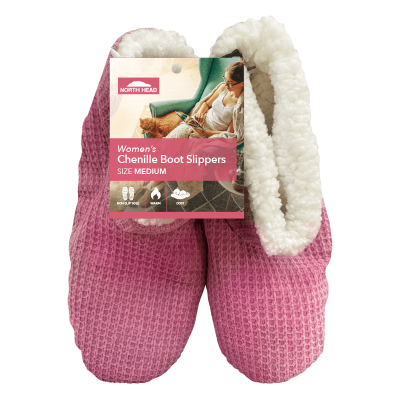 North Head Women's Chenille Booth Slippers Medium 1ea