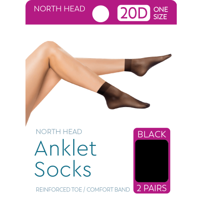 North Head Black 20 Denier Anklet Socks 2ea