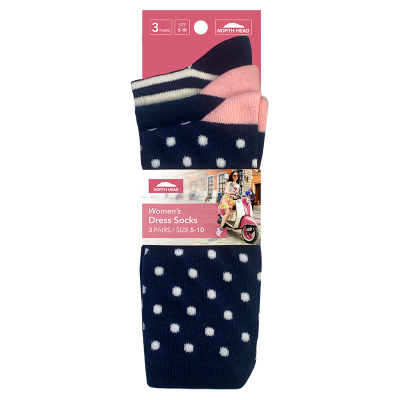 North Head Women's Dress Socks Size 5-10 Assorted 3ea
