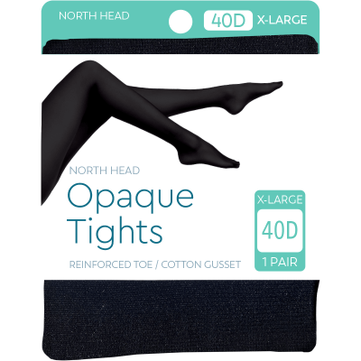 North Head Black 40 Denier Opaque Tights X-Large 1ea
