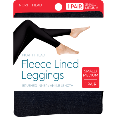 North Head Black Fleece Lined Leggings Small/Medium 1ea