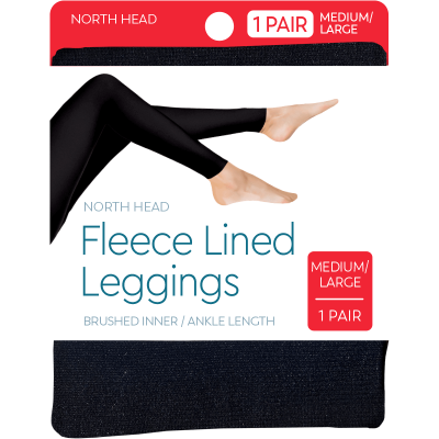 North Head Black Fleece Lined Leggings Medium/Large 1ea