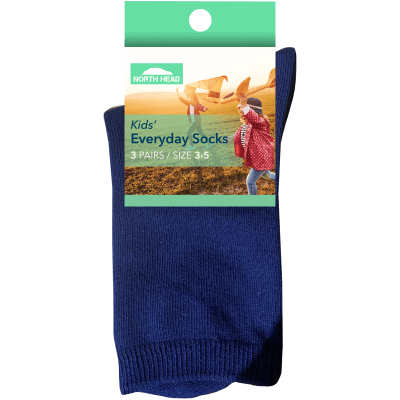 North Head Kid's Everyday Socks Size 3-5 3ea