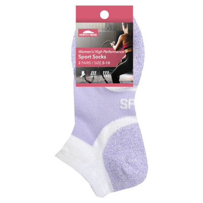 North Head Women's High Performance Sport Socks Size 5-10 Assorted 2ea