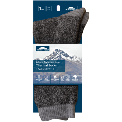 North Head Men's Polar Insulated Thermal Socks Size 7-12 Assorted 1ea
