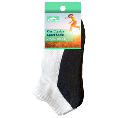 North Head Kid's Cushion Sport Socks Size 3-5 Assorted 2ea