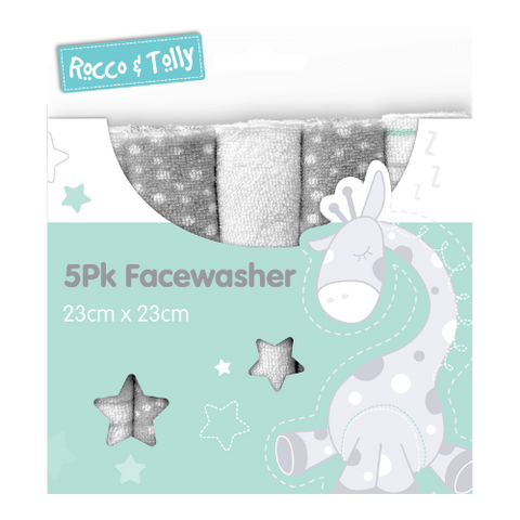 Rocco & Tolly Facewashers 5pk