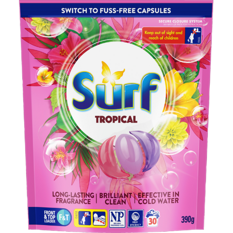 Surf Front & Top Loader Tropical Laundry Capsules 30pk