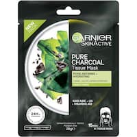 garnier hydrabomb tissue mask pure charcoal black algae 28g