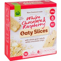 countdown oaty slices muesli bars white choc & raspberry 240g 6pk