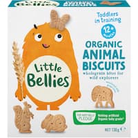little bellies organic toddler snacks animal biscuits 130g
