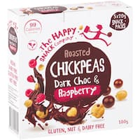 happy snack chick pea snack dark chocolate raspberry 100g
