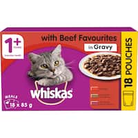 whiskas wet cat food beef mixed favourites in gravy 18pk