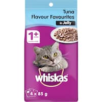 whiskas wet cat food tuna flavour favourites jelly 4pk