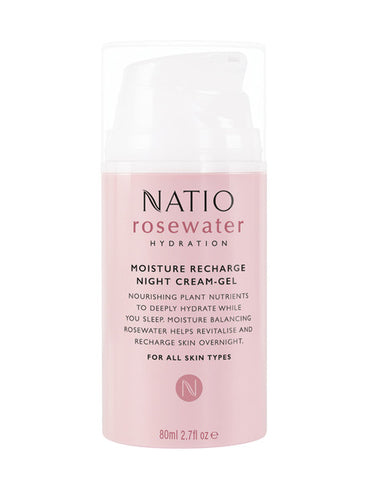 Natio Rosewater Hydration Moisture Recharge Night Ceam-Gel, 80ml