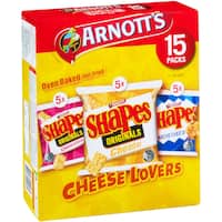 arnotts shapes crackers multipack cheese lovers 375g 15pk