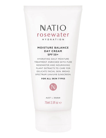 Natio Rosewater Hydration Moisture Balance Day Cream SPF 50+ 75ml
