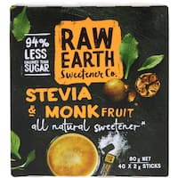 raw earth sugar substitute stevia & monk fruit sticks 40pk