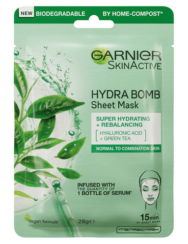 Garnier SkinActive Green Tea + Hyaluronic Acid Hydra Bomb Tissue Mask 28g