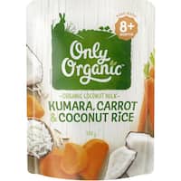 only organic stage 3 baby food kumara carrot & coconut rice 170g