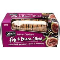 olina's bakehouse artisan crackers fig & black olive 100g
