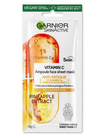 Garnier SkinActive Pineapple Extract Vitamin C Ampoule Face Sheet Mask 15g