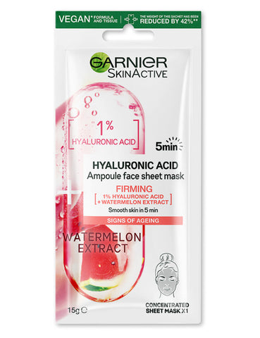 Garnier SkinActive Watermelon Extract Hyaluronic Acid Ampoule Face Sheet Mask 15g