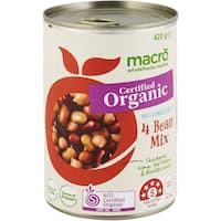 macro organic 4 bean mix no added salt 420g