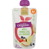 macro organic baby food 6+ months apple, berries, fig & yoghurt 120g