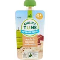 countdown smiling tums baby food apple & banana with oats 120g