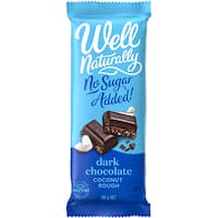 well naturally no sugar added snack bar dark chocolate coconut rough 90g