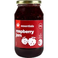 essentials raspberry jam  660g