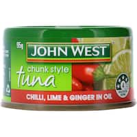 john west tuna chunks tuna chilli, lime & ginger in oil 95g