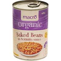 macro organic baked beans in tomato sauce 420g