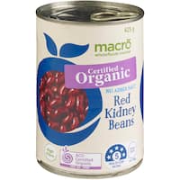macro organic red kidney beans no added salt 425g