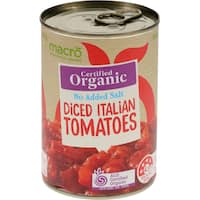 macro organic tomatoes diced italian no added salt 400g
