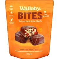 wallaby bites fruit & nut bites dark choc coated gluten free 150g
