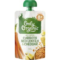 only organic stage 3 baby food carrots, red lentils, cheddar 120g