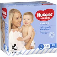 huggies ultra dry nappies boys size 3 (6-11kg) 90pk