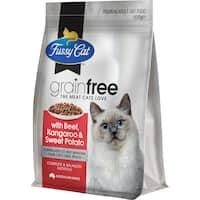 vip fussy cat grain free dry cat food beef & kangaroo 500g