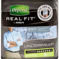 depend real fit underwear mens continence pants large 8pk