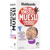 hubbards amazing toasted toasted fruit muesli pomegranate & blueberry 580g