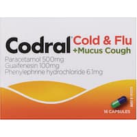codral cold & flu + mucus cough capsules 16pk