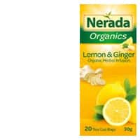 nerada organic fruit tea lemon & ginger 20pk