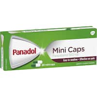 panadol mini caps for pain relief paracetamol 20pk
