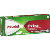panadol extra pain relief paracetamol and caffeine 20pk