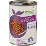 macro organic lentils no added salt 425g