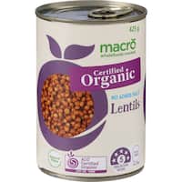 macro organic lentils no added salt 425g